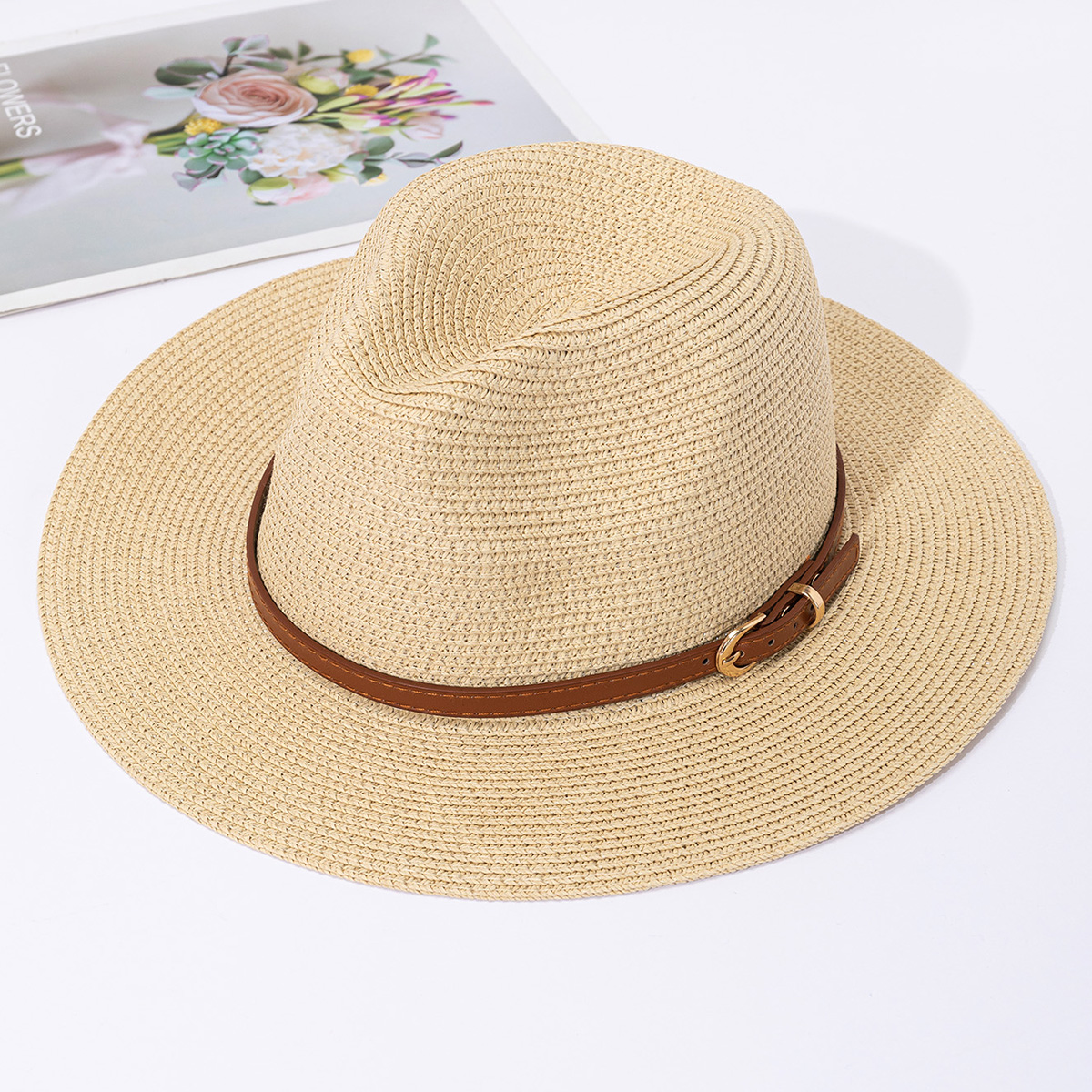 Bucket Hat Straw - Panama straw hat, female jazz top