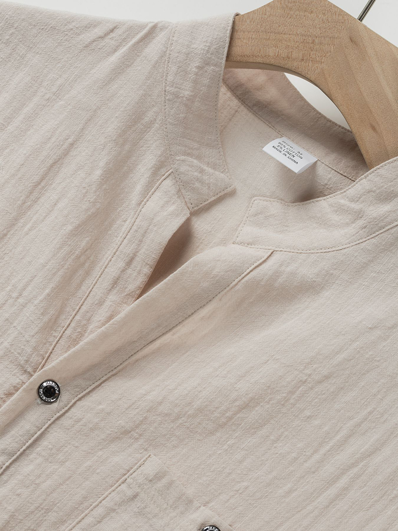 Men's Cotton Linen Henley Shir - Linen Shirt Breathable ulasan dan harga