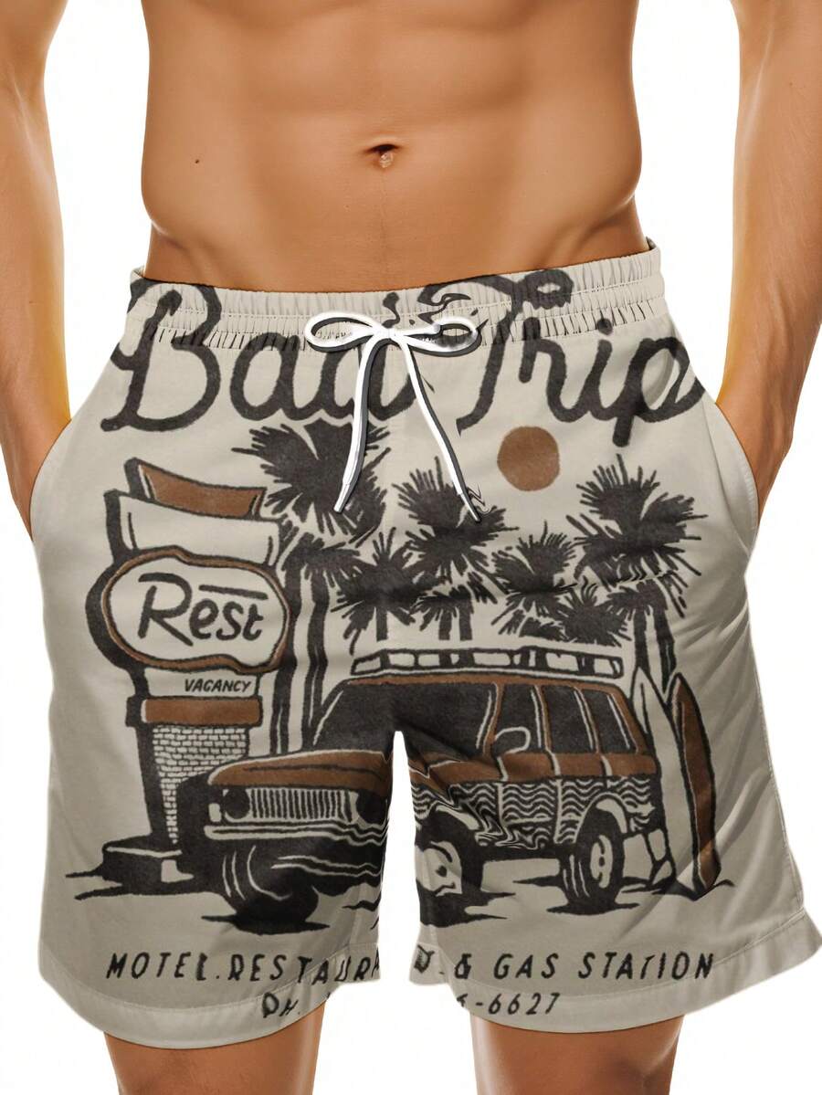 Mens Beach Trip Print Board Sh - Swim Trunk Quick Dry ulasan dan harga