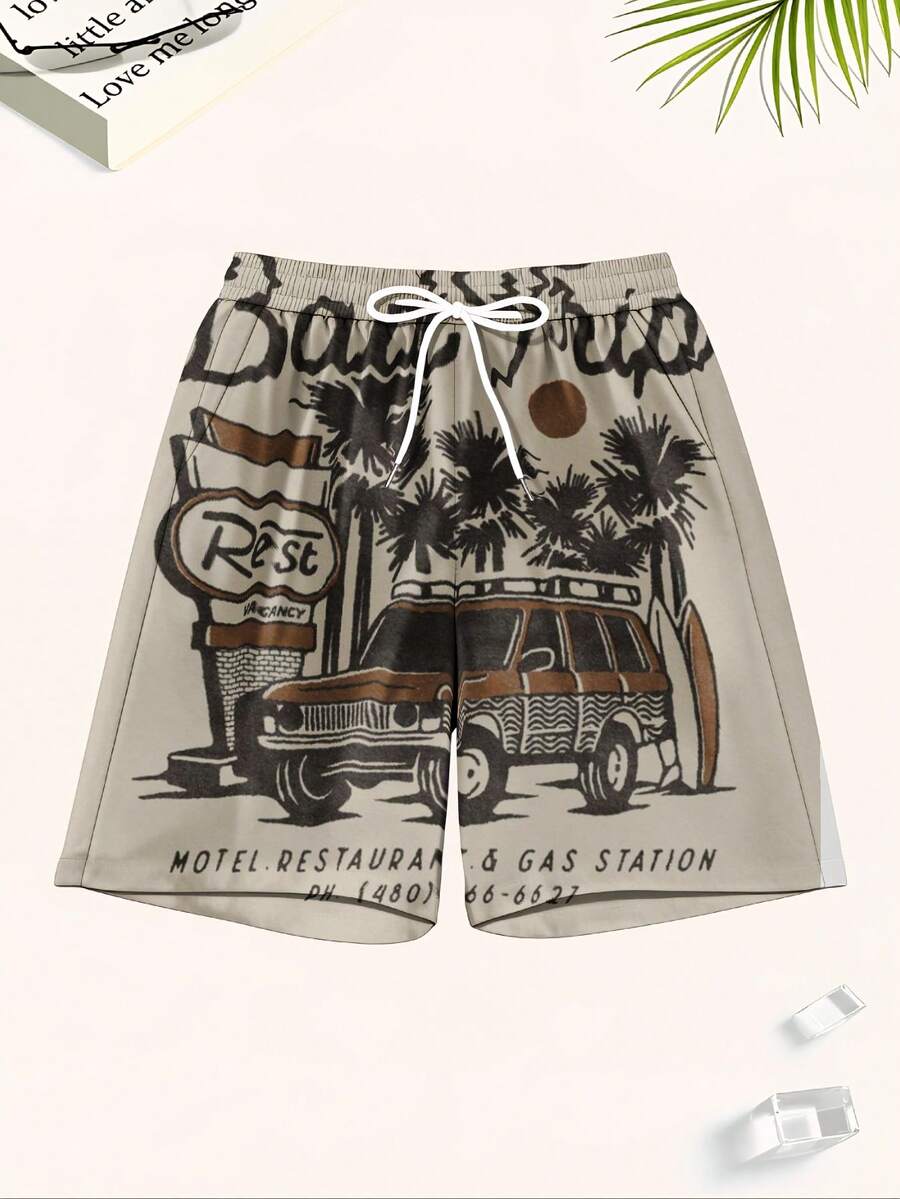 Mens Beach Trip Print Board Sh - Swim Trunk Quick Dry ulasan dan harga