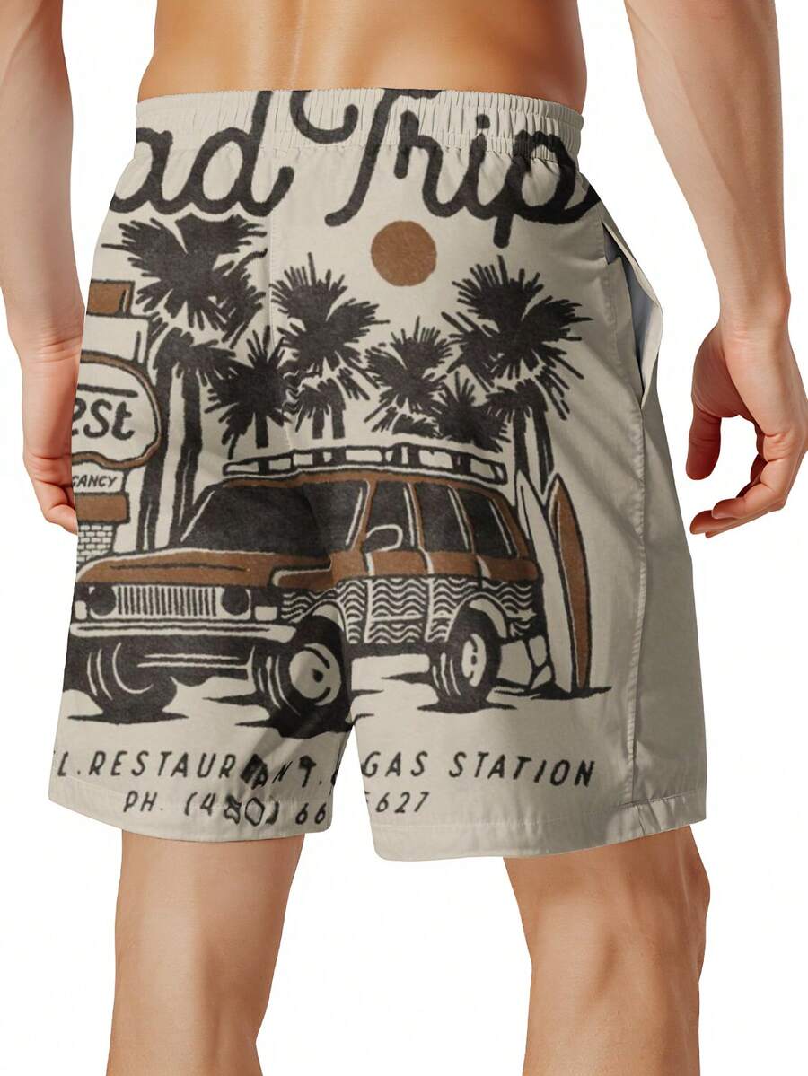 Mens Beach Trip Print Board Sh - Swim Trunk Quick Dry ulasan dan harga