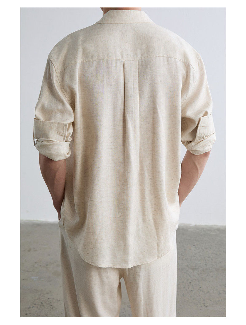 High-end Natural Linen Men's S - Linen Shirt Breathable ulasan dan harga