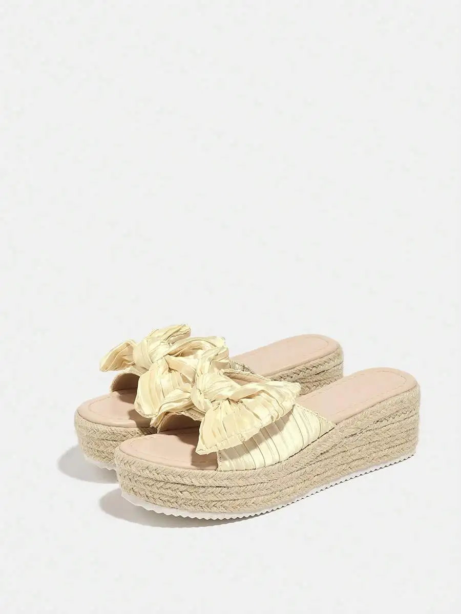 Pleated Satin Bow Espadrille P - Espadrille Slip On ulasan dan harga