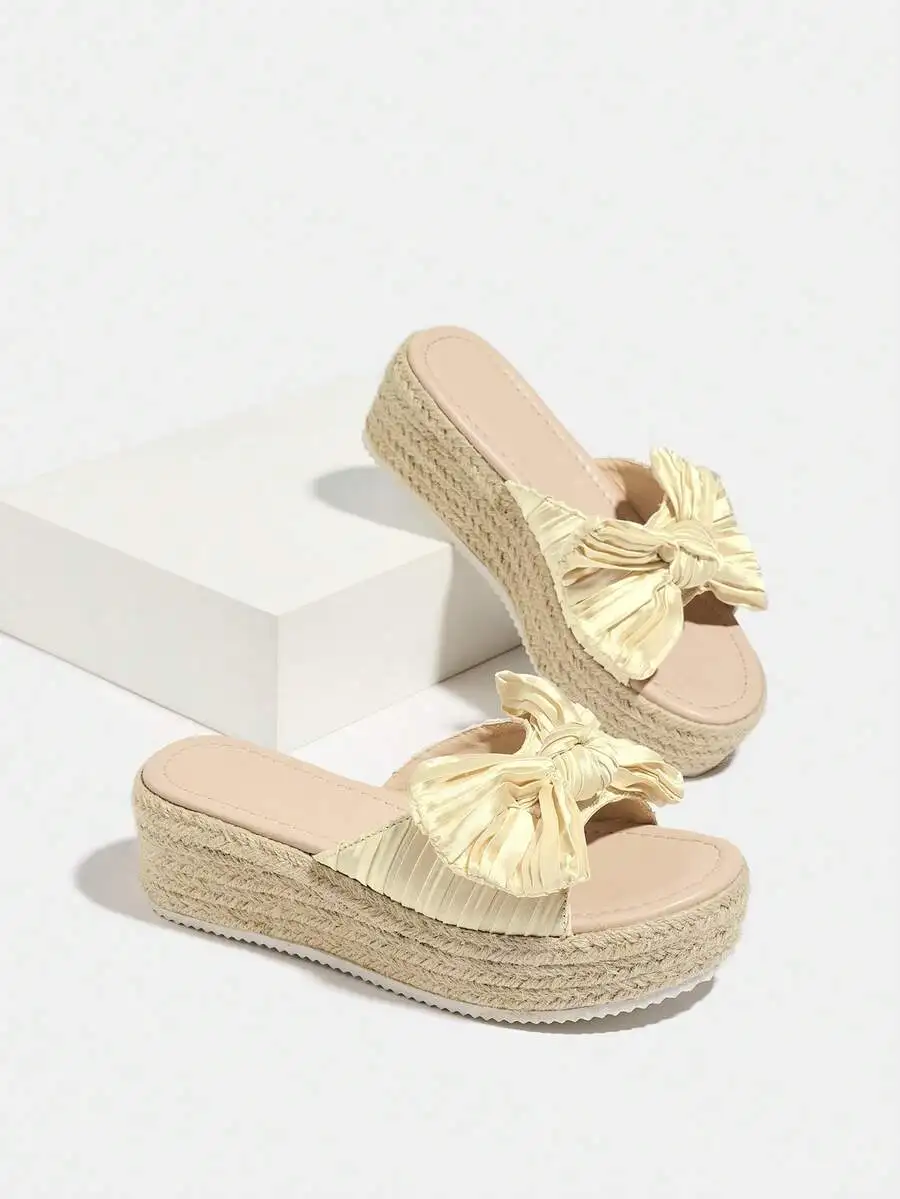 Pleated Satin Bow Espadrille P - Espadrille Slip On ulasan dan harga
