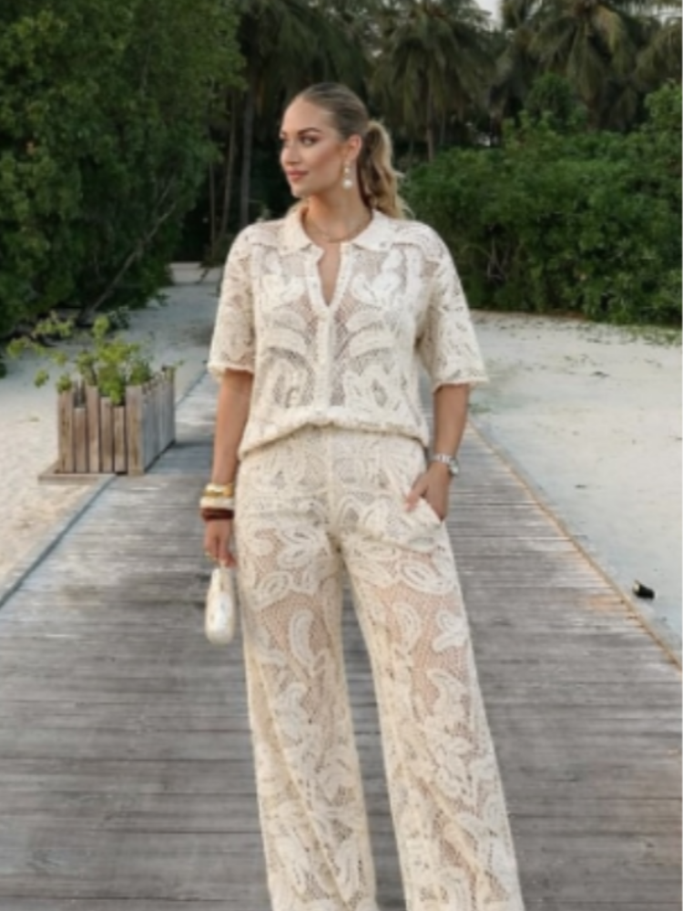 Women's Stylish 2 Piece Set Cr - Resort Shirt Floral ulasan dan harga
