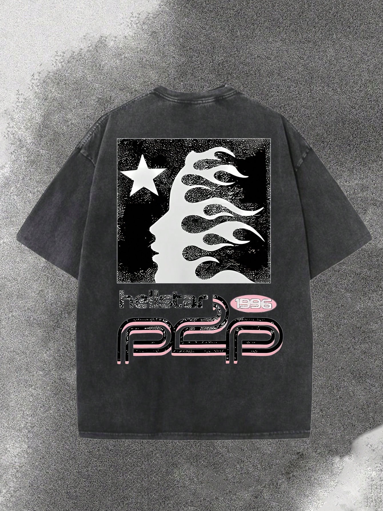 Washed Black Men's Loose Fit G - Tee Graphic Print ulasan dan harga