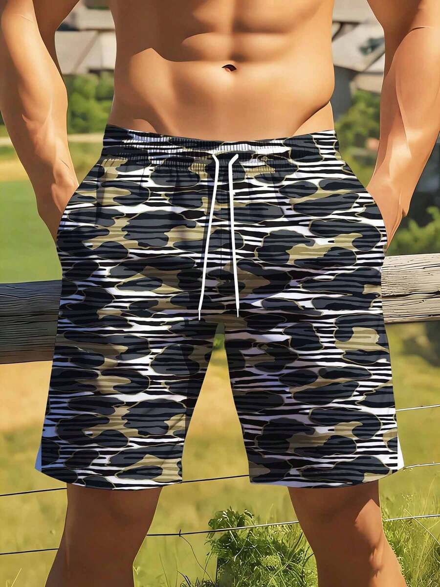 Mens Camouflage Print Swim Tru - Swim Trunk Quick Dry ulasan dan harga