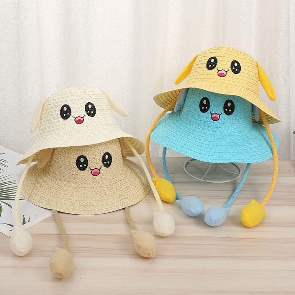 Summer Bucket Cap Moving Ears  - Bucket Hat Straw ulasan dan harga