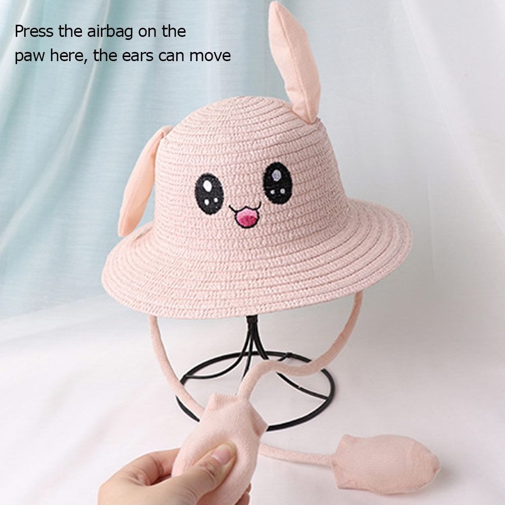 Summer Bucket Cap Moving Ears  - Bucket Hat Straw ulasan dan harga