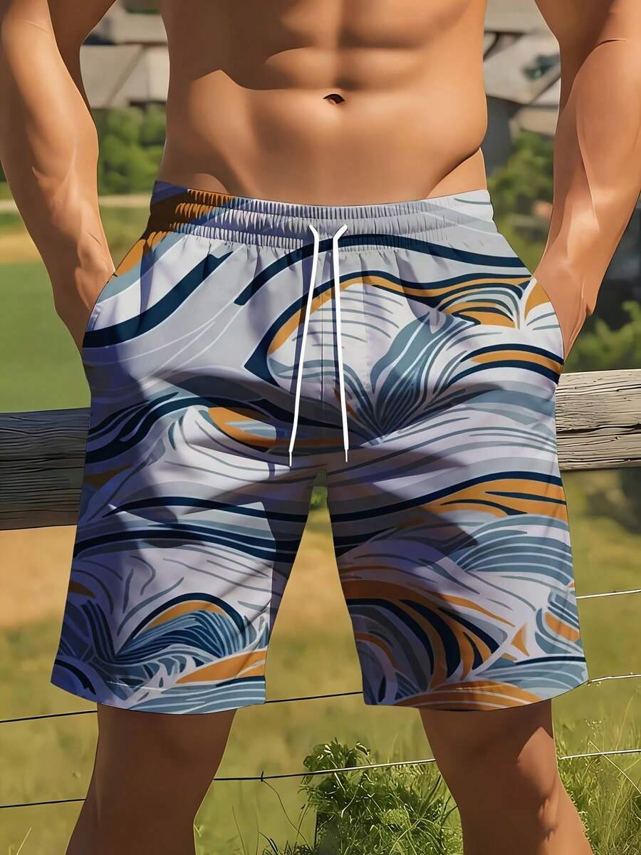 Mens Full Print Beach Shorts A - Swim Trunk Quick Dry ulasan dan harga
