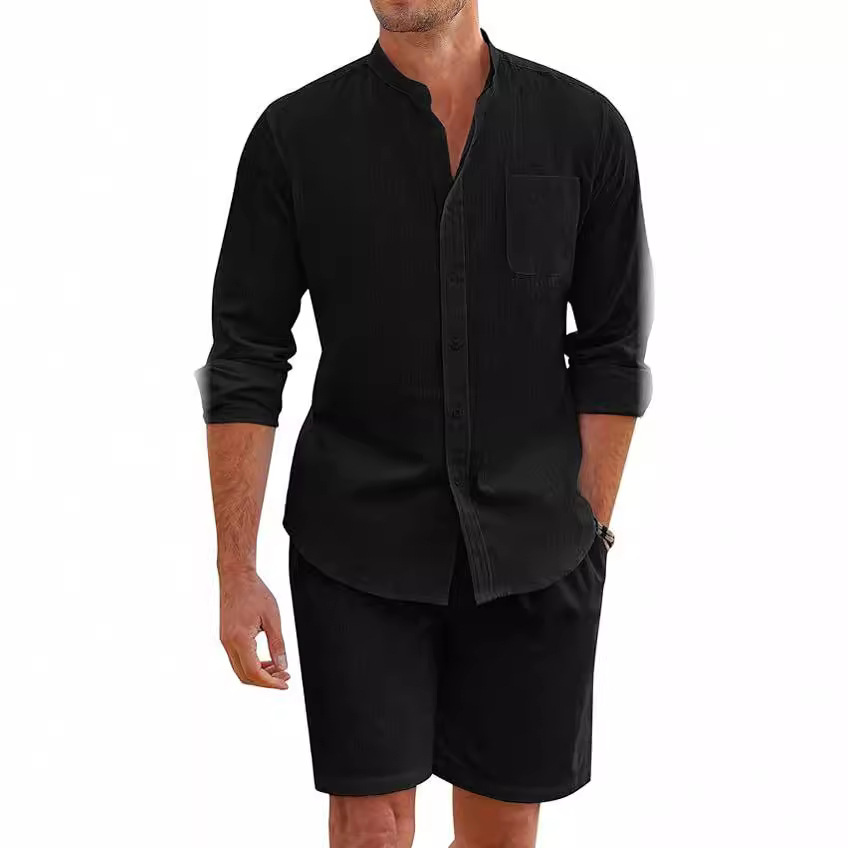 Simple Casual Men's Cotton Lin - Linen Shirt Breathable ulasan dan harga