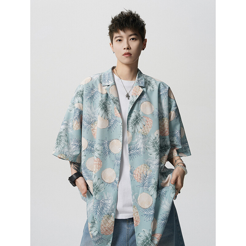 Summer Vintage Floral Print Lo - Resort Shirt Floral ulasan dan harga
