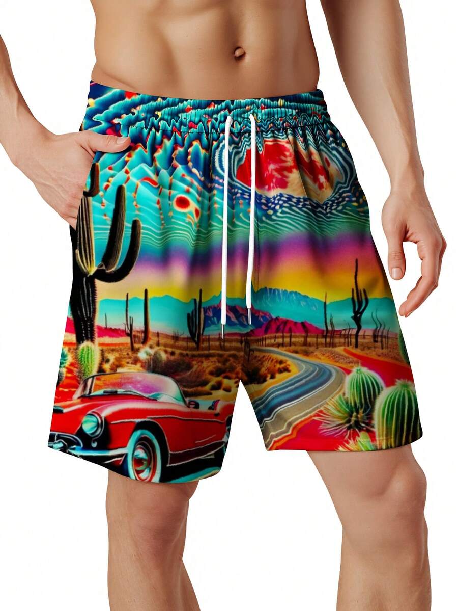 Mens Desert Scene Swim Trunks  - Swim Trunk Quick Dry ulasan dan harga