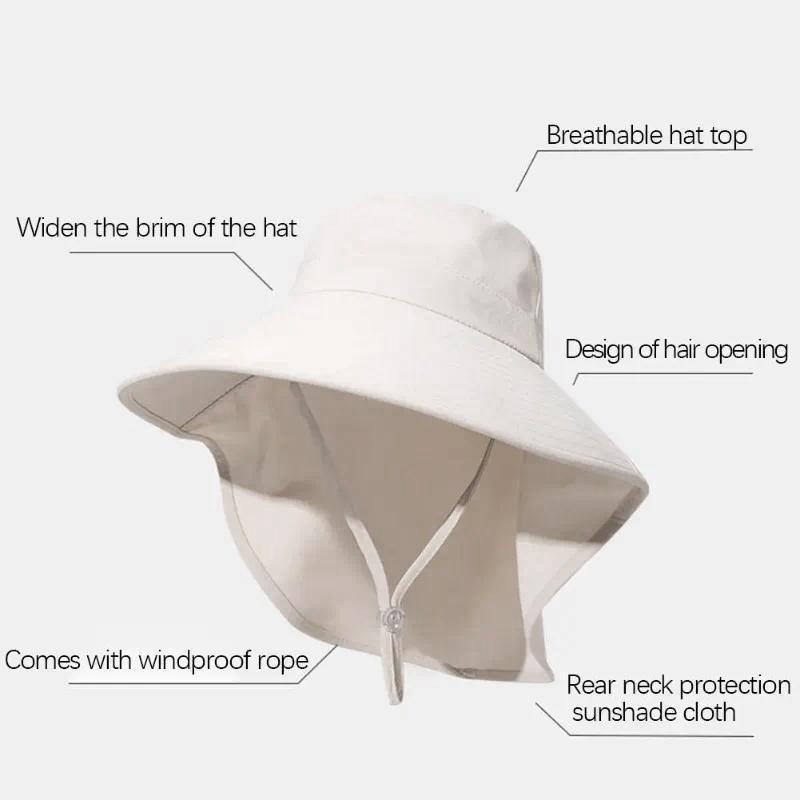 Outdoor UV Anti Neck Protectio - Bucket Hat Straw ulasan dan harga