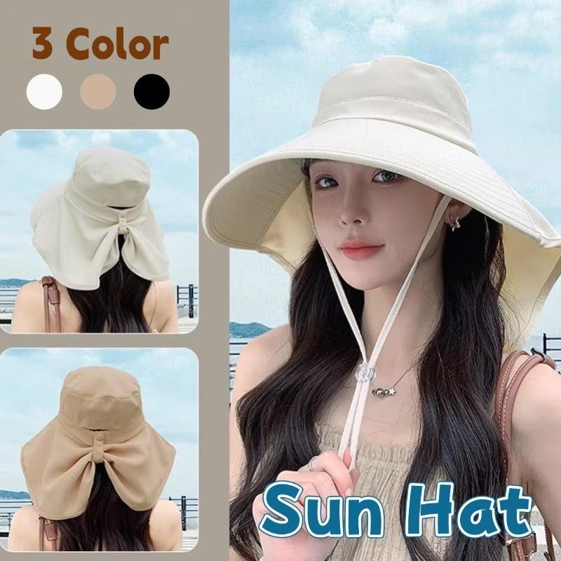 Outdoor UV Anti Neck Protectio - Bucket Hat Straw ulasan dan harga