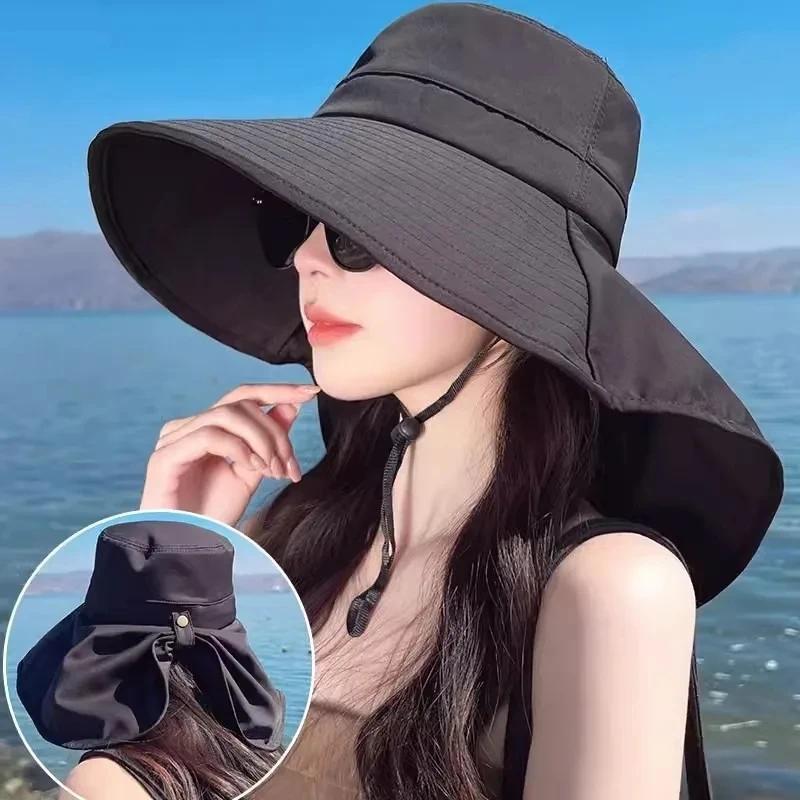 Outdoor UV Anti Neck Protectio - Bucket Hat Straw ulasan dan harga