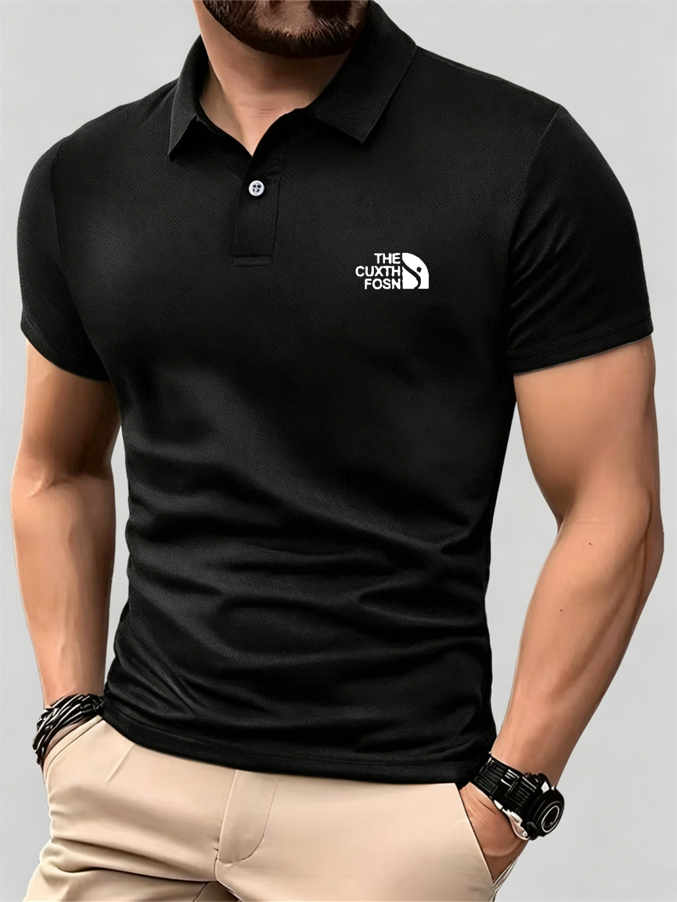 Men's Navy Blue 100% Polyester - Polo Shirt Pique ulasan dan harga