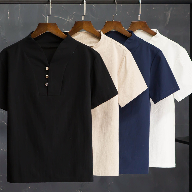 Men's Summer Cotton Linen Shor - Linen Shirt Breathable ulasan dan harga