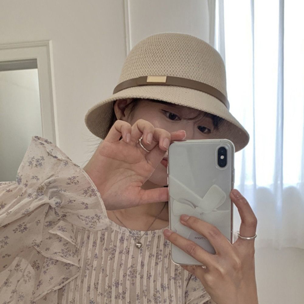Korean PU Leather Belt Women S - Bucket Hat Straw ulasan dan harga