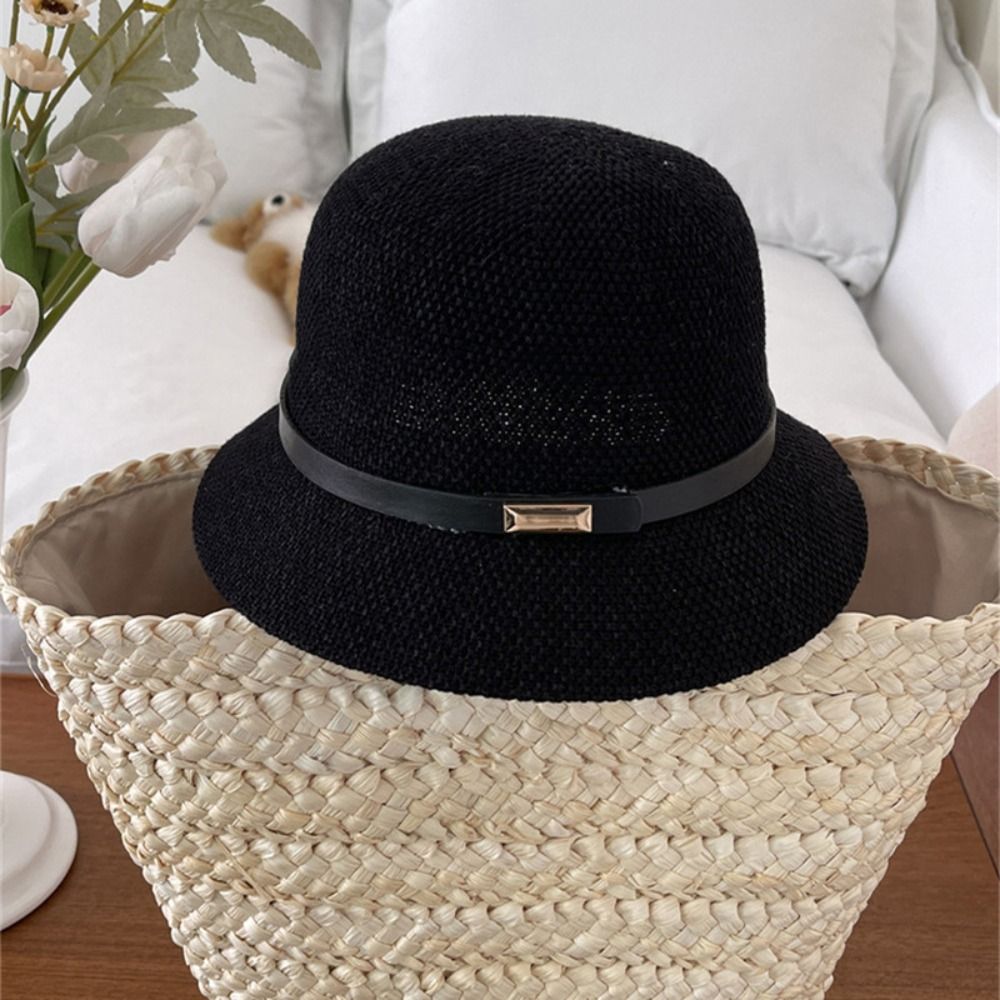 Korean PU Leather Belt Women S - Bucket Hat Straw ulasan dan harga