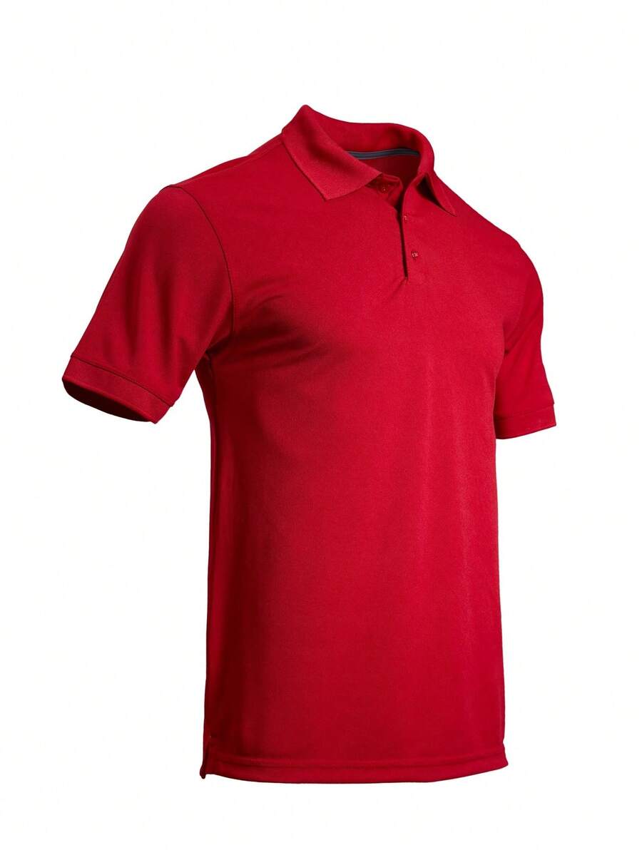 Men's Solid Red Pique Polo Shi - Polo Shirt Pique ulasan dan harga