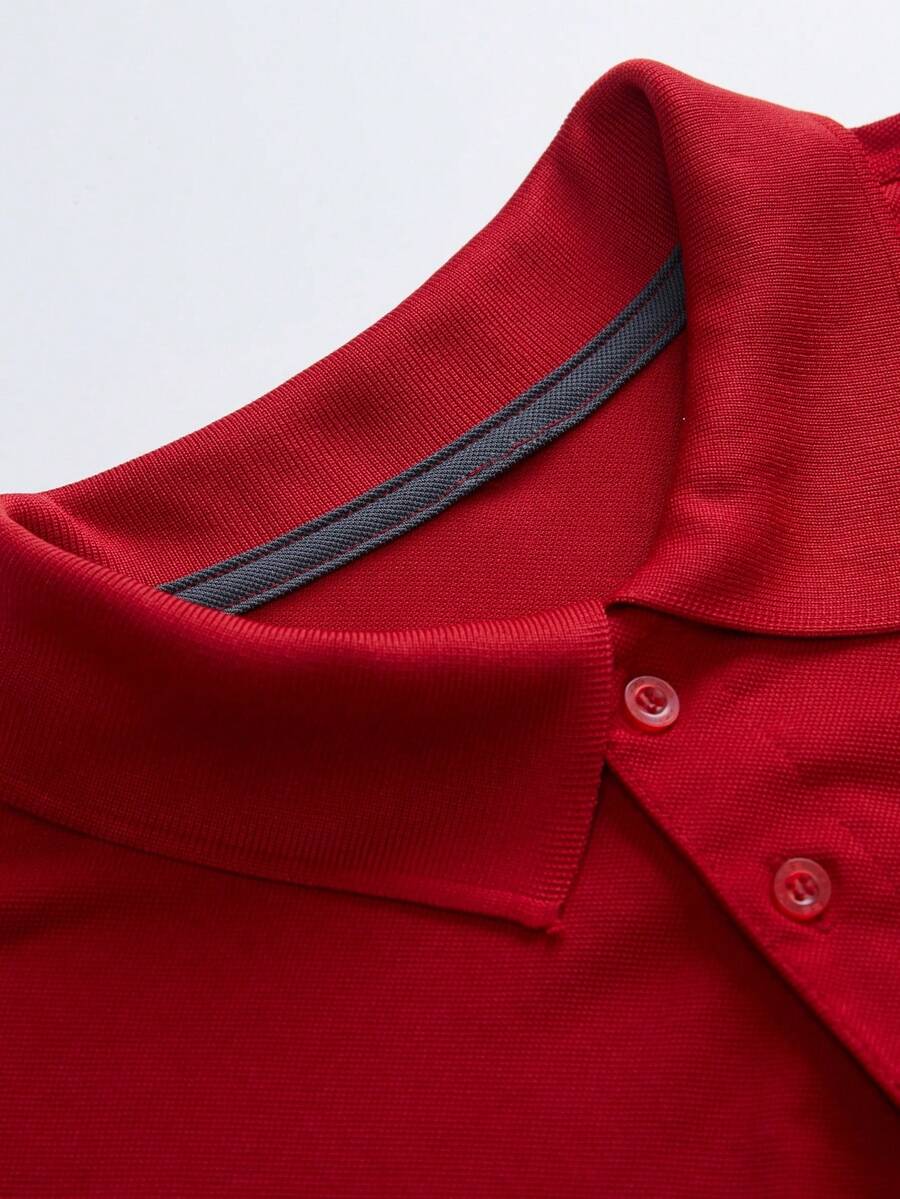 Men's Solid Red Pique Polo Shi - Polo Shirt Pique ulasan dan harga
