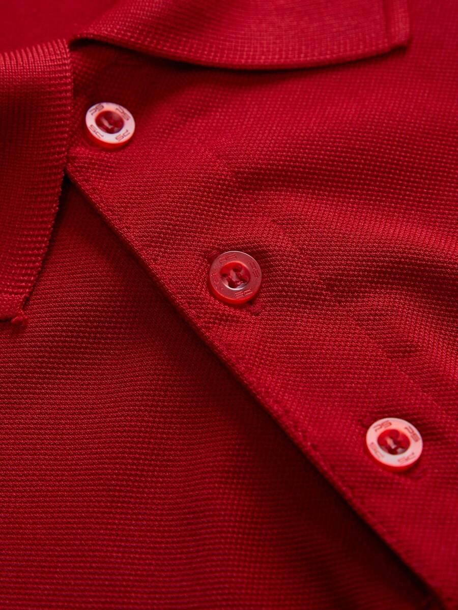 Men's Solid Red Pique Polo Shi - Polo Shirt Pique ulasan dan harga