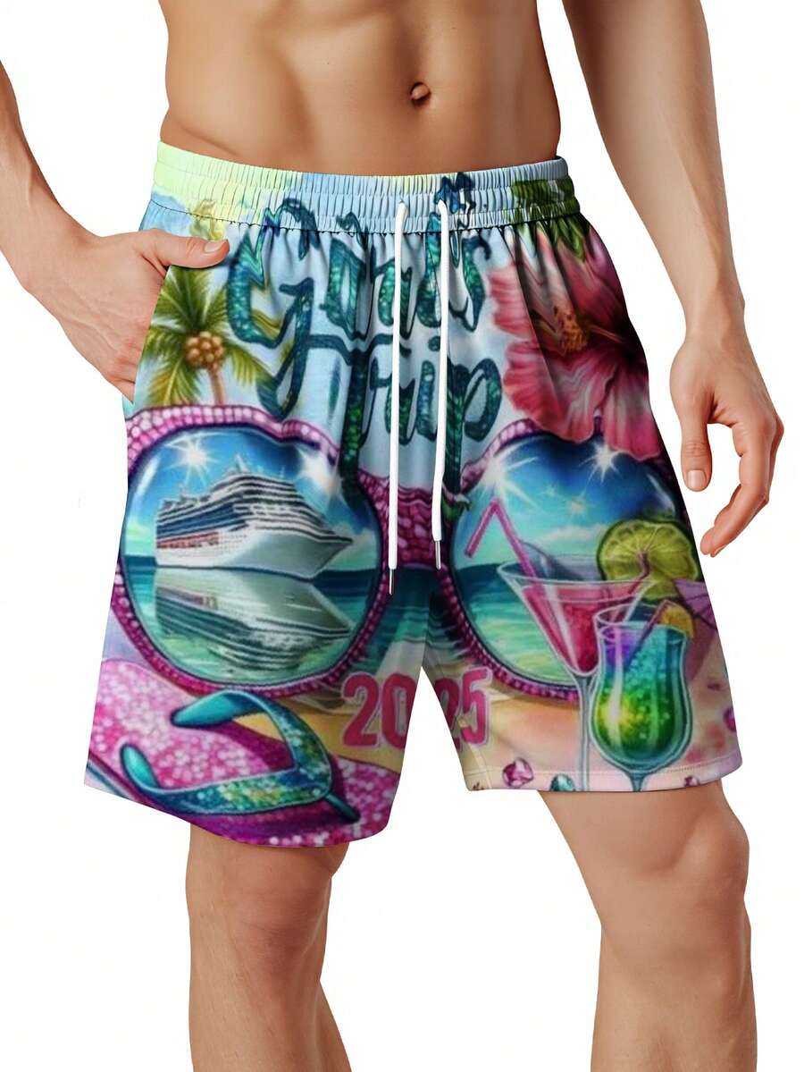 Mens Beach Swim Trunks 3D Prin - Swim Trunk Quick Dry ulasan dan harga