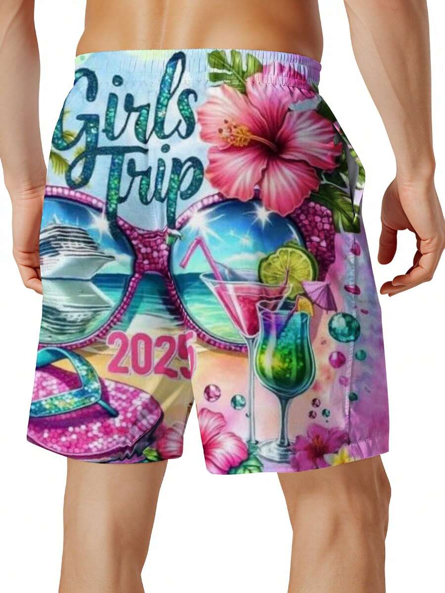 Mens Beach Swim Trunks 3D Prin - Swim Trunk Quick Dry ulasan dan harga