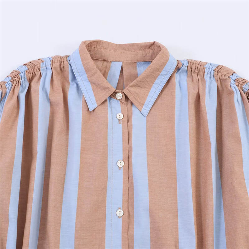 Women's Stripe Shirt 2026 New  - Shirt Camp Collar ulasan dan harga