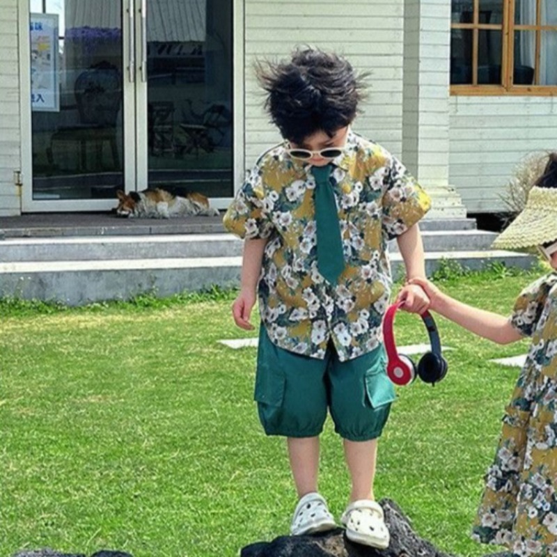 Vintage Floral Short Sleeve Sh - Resort Shirt Floral ulasan dan harga