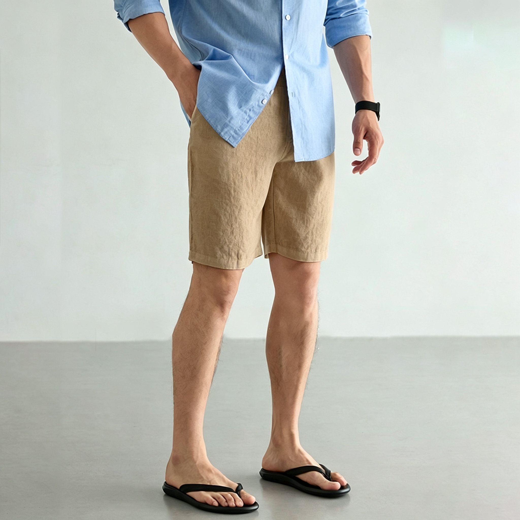 Men's Linen Cotton Shorts Summ - Short Linen Drawstring ulasan dan harga