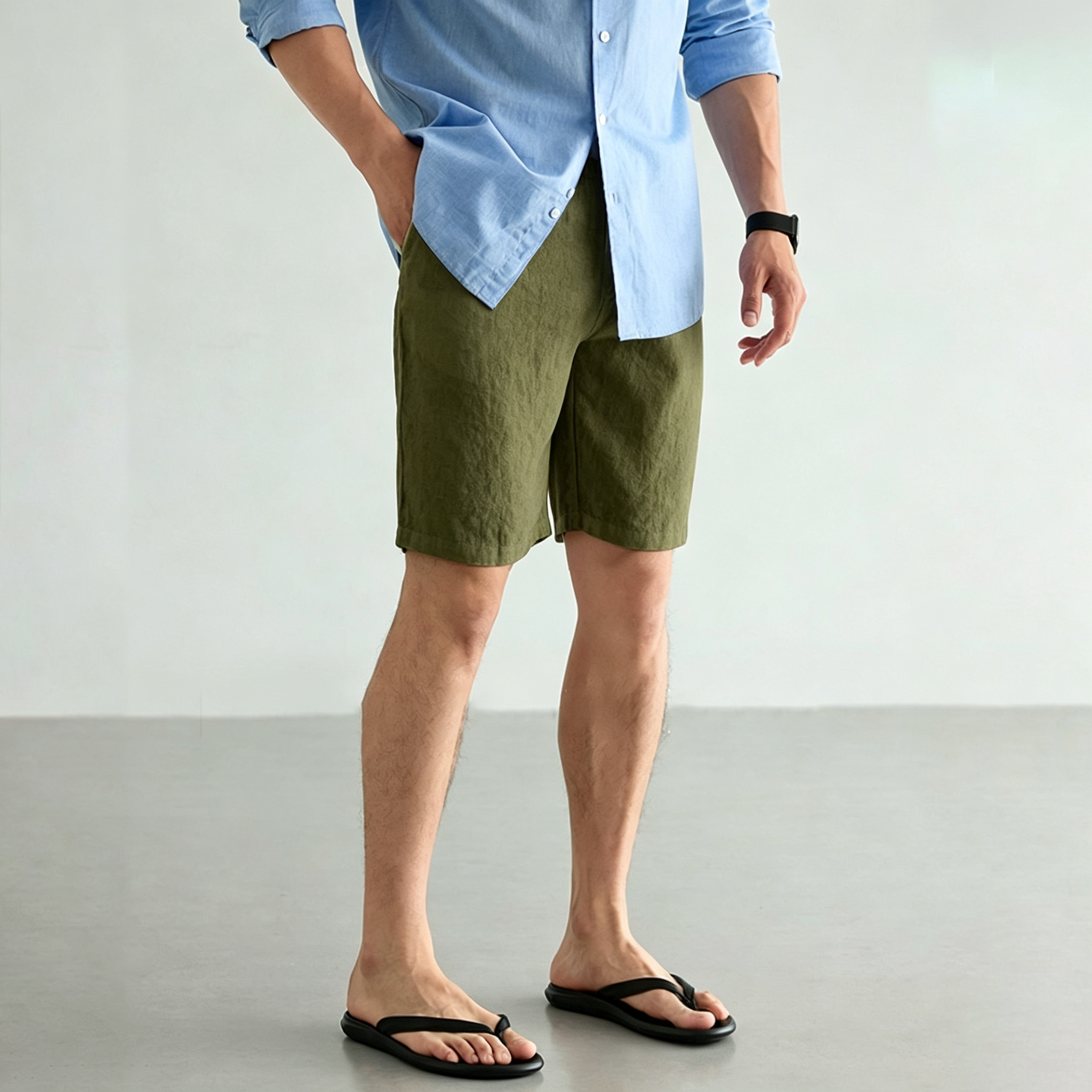 Men's Linen Cotton Shorts Summ - Short Linen Drawstring ulasan dan harga