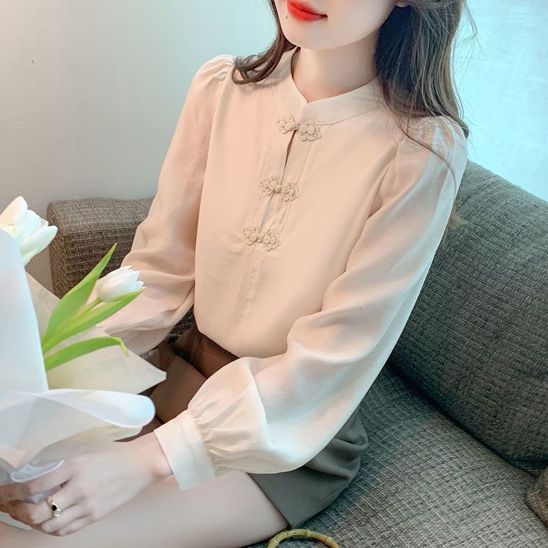New Chinese Style Stand Up Col - Shirt Camp Collar ulasan dan harga