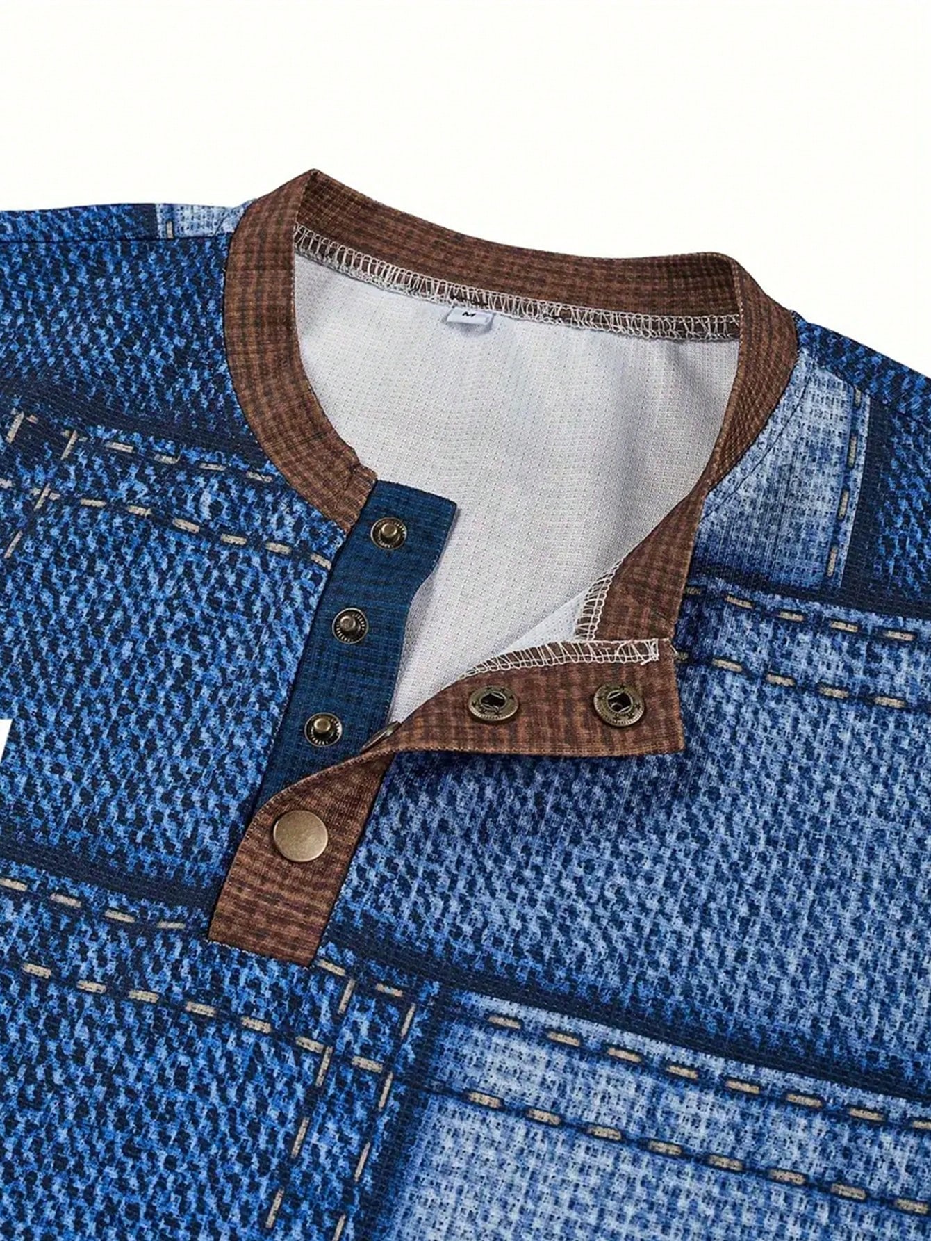 Men's Denim-Print Long Sleeve  - Tee Graphic Print ulasan dan harga