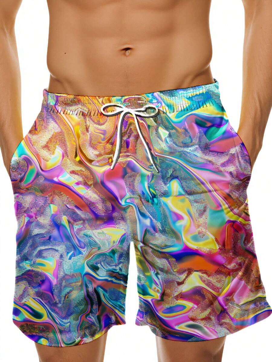 Mens Colorful Abstract Print Q - Swim Trunk Quick Dry ulasan dan harga