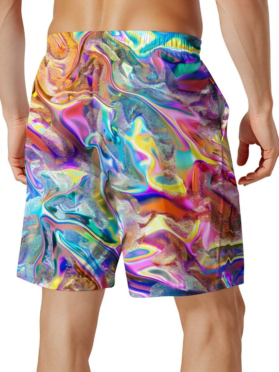 Mens Colorful Abstract Print Q - Swim Trunk Quick Dry ulasan dan harga