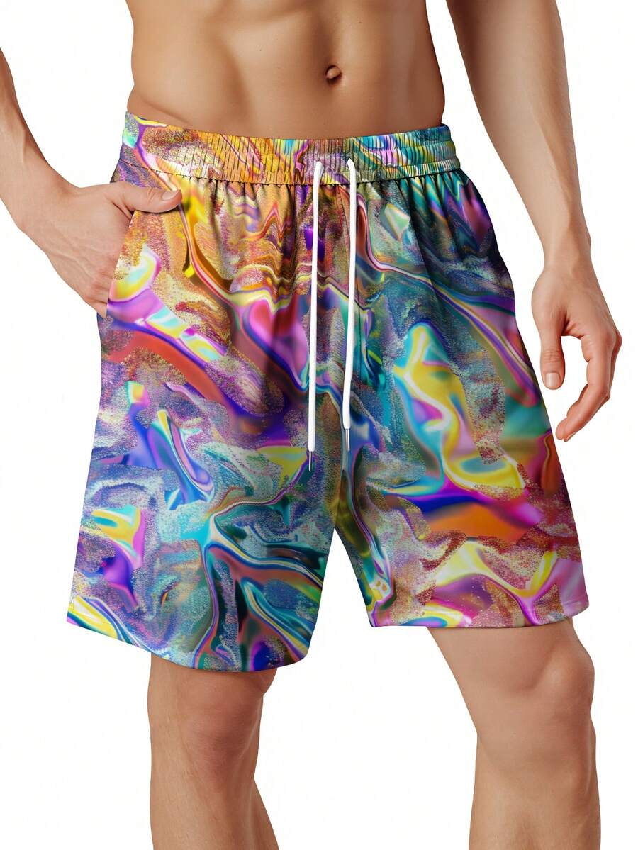 Mens Colorful Abstract Print Q - Swim Trunk Quick Dry ulasan dan harga