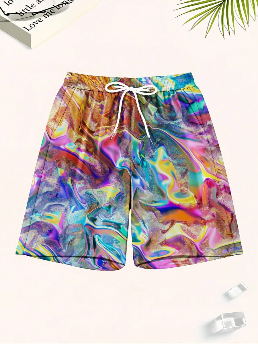 Mens Colorful Abstract Print Q - Swim Trunk Quick Dry ulasan dan harga