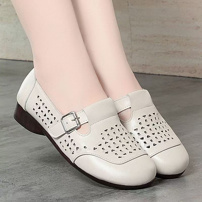 Women's Leather Hollow Out Low - Casual Sandal Leather ulasan dan harga