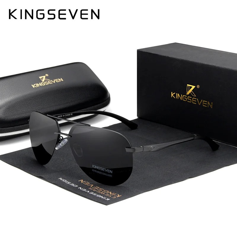 KINGSEVEN  Rimless Pilot Sungl - Sunglasses Aviator Polarized ulasan dan harga
