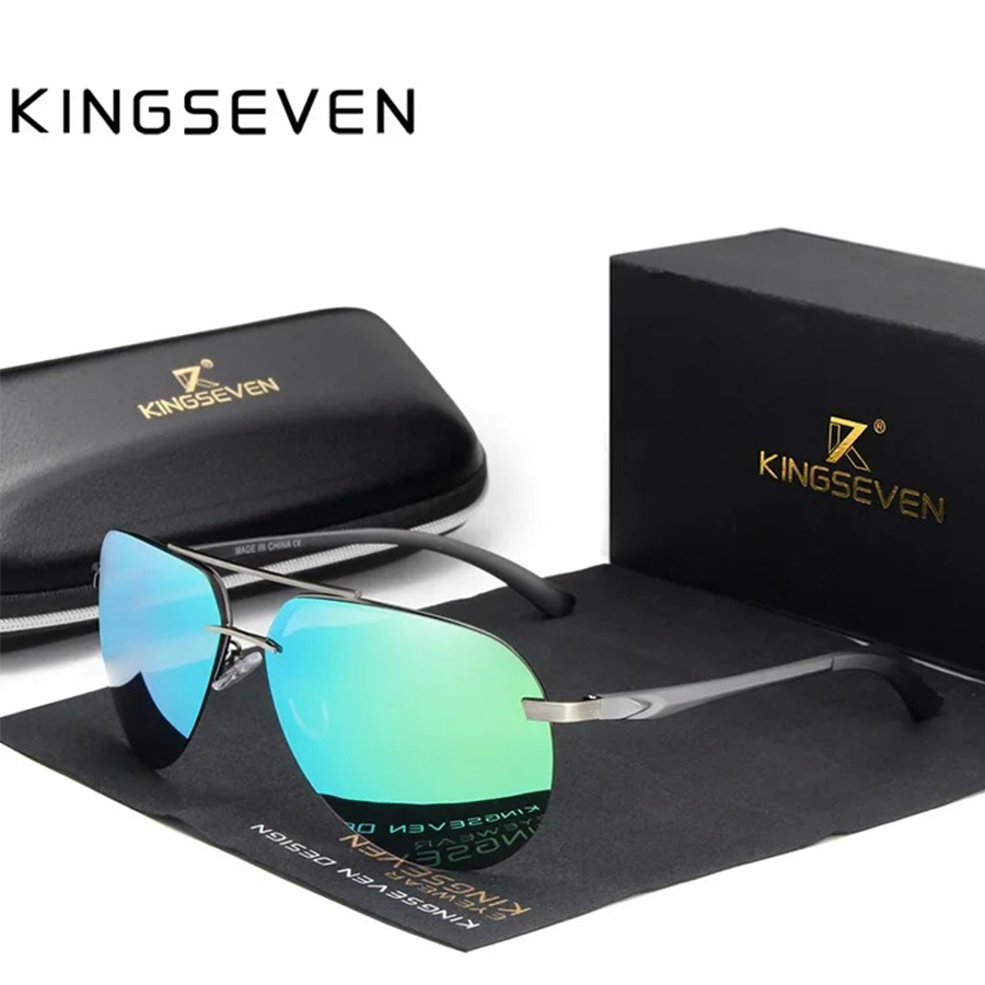KINGSEVEN  Rimless Pilot Sungl - Sunglasses Aviator Polarized ulasan dan harga