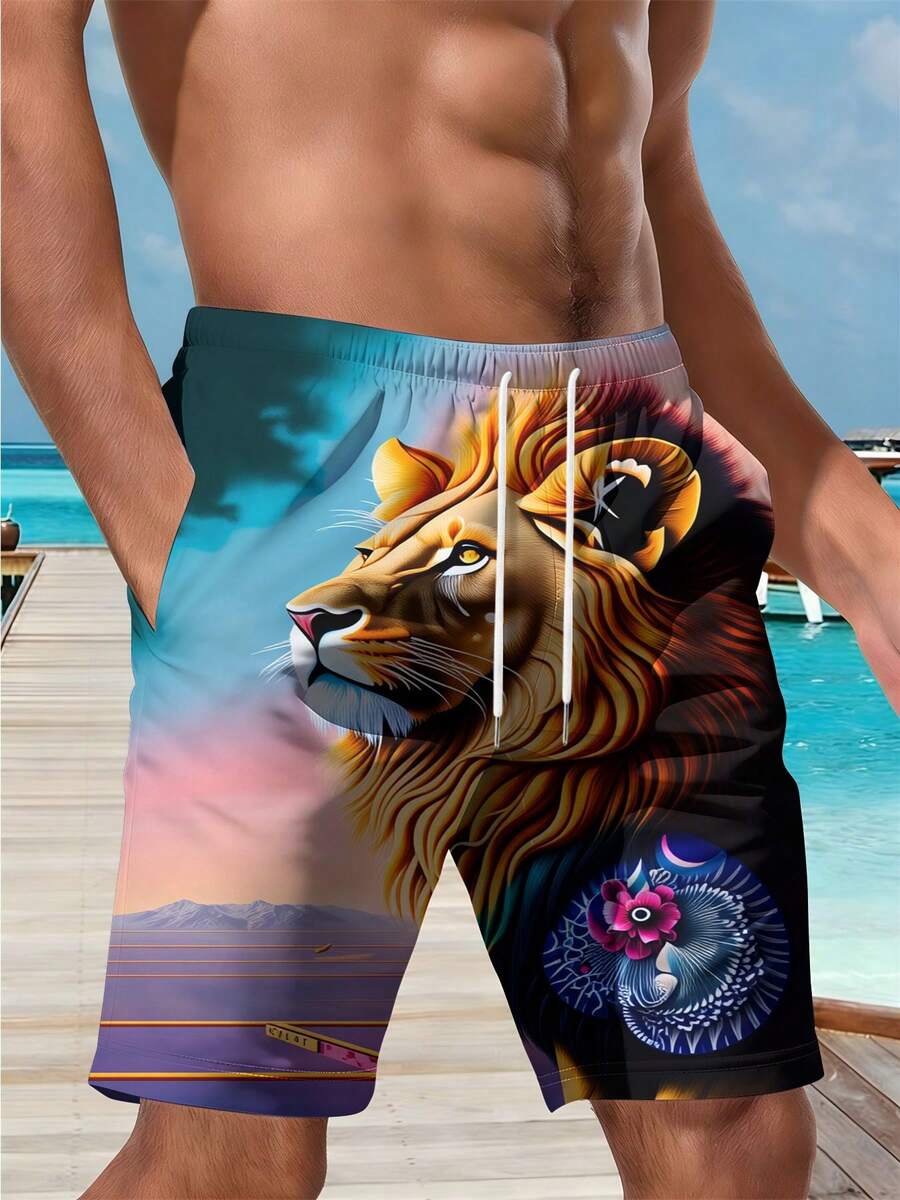Mens Beach Shorts 3D Print Lio - Swim Trunk Quick Dry ulasan dan harga