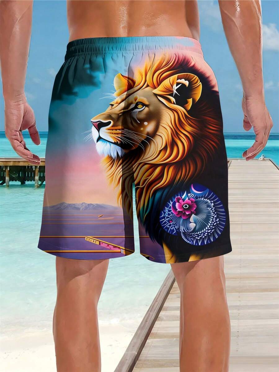 Mens Beach Shorts 3D Print Lio - Swim Trunk Quick Dry ulasan dan harga
