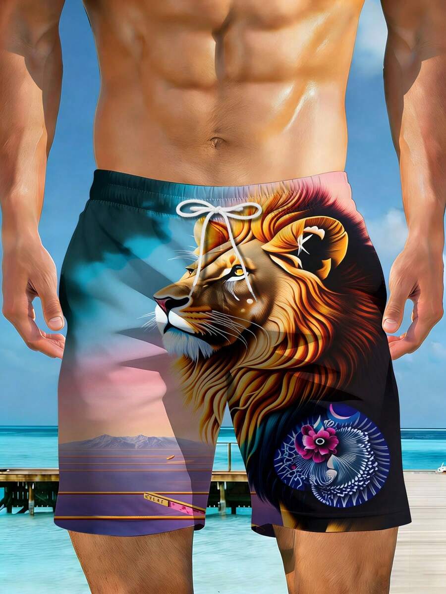 Mens Beach Shorts 3D Print Lio - Swim Trunk Quick Dry ulasan dan harga