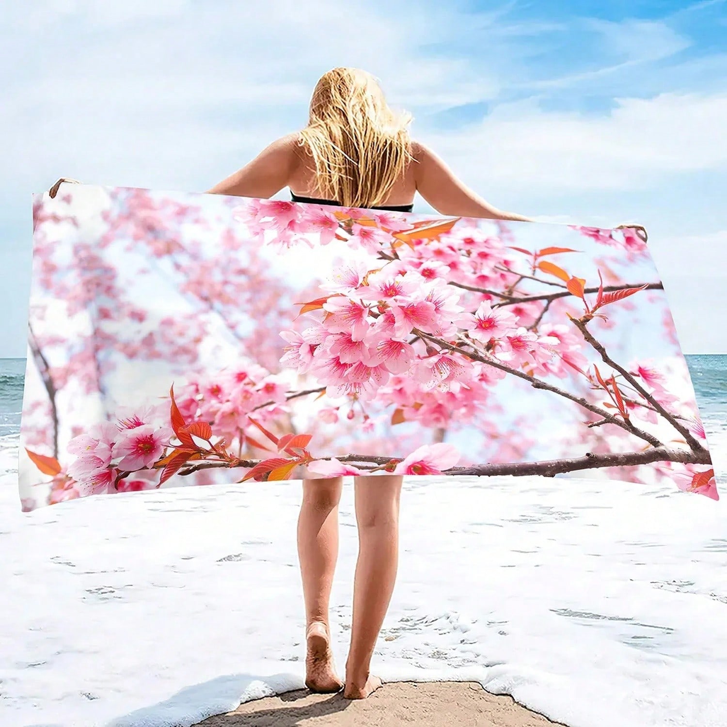 Pink Ry Bloms Sand Free Beach  - Beach Towel Large ulasan dan harga