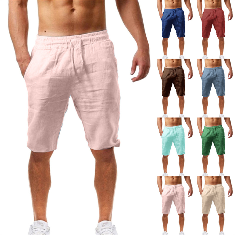 2026 Summer Men's Shorts Cotto - Short Linen Drawstring ulasan dan harga