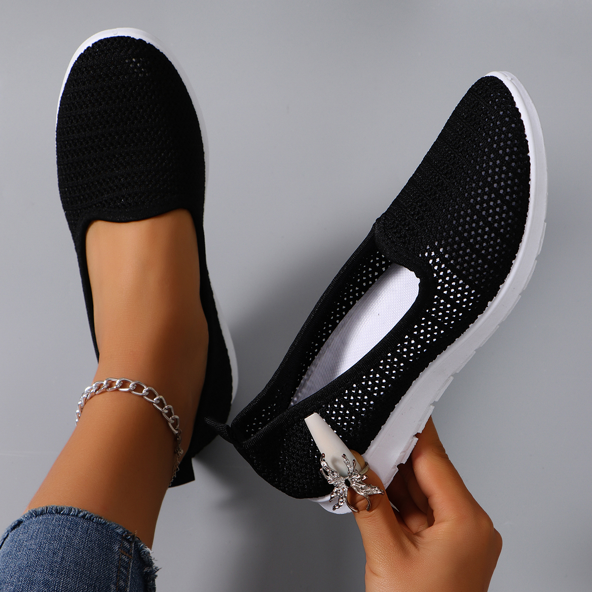 Women's summer breathable mesh - Espadrille Slip On ulasan dan harga