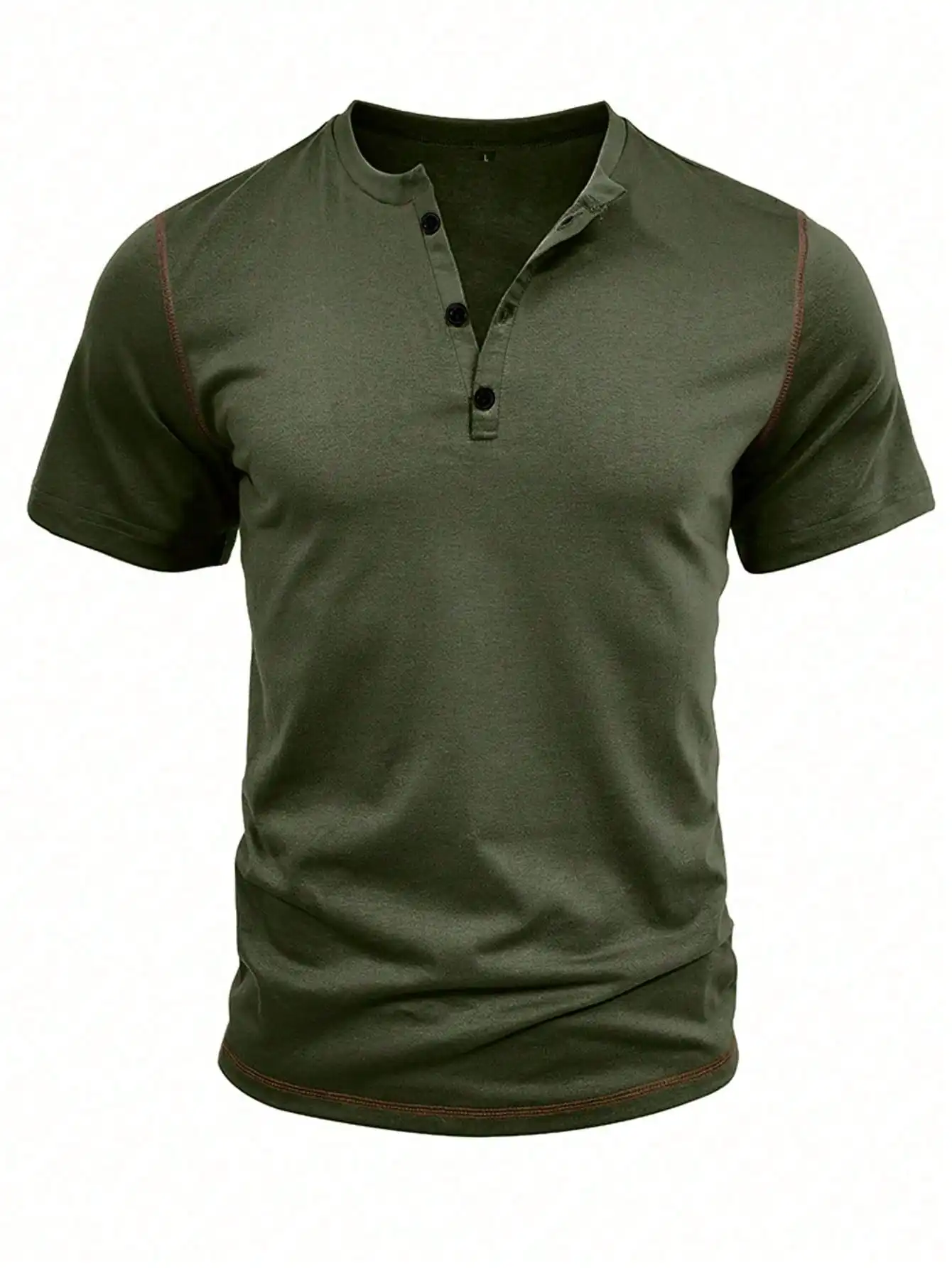 Mens Cotton Henley Neck Short  - Shirt Camp Collar ulasan dan harga