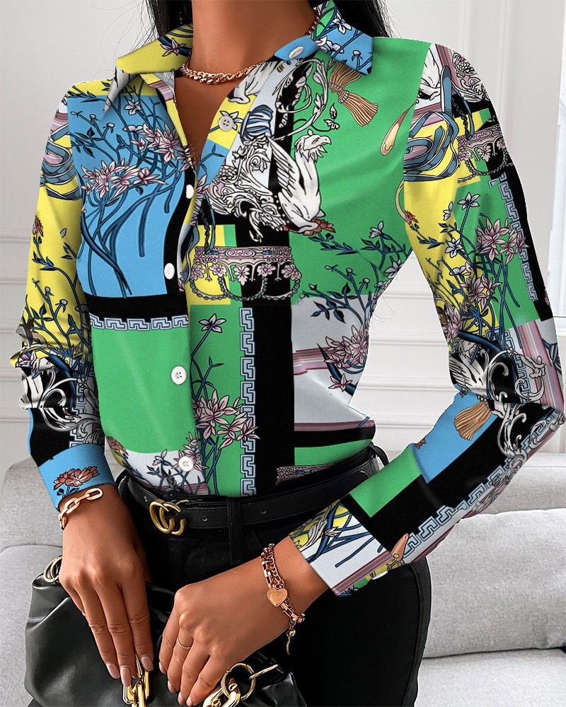 Women Fashion Wild Shirts Chai - Shirt Camp Collar ulasan dan harga
